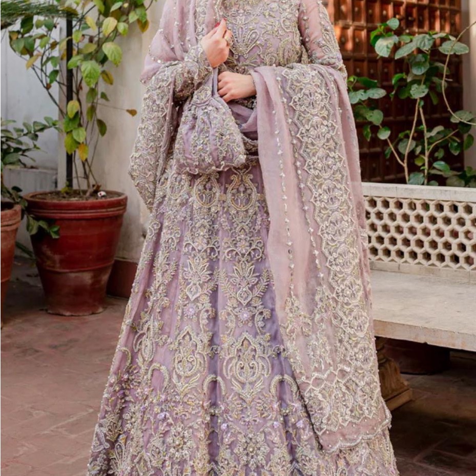 Elegant Lavender Embroidered Dress Pakistani Dress